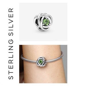 🌟 S925 Sterling Silver August Spring Green Eternity Circle Charm